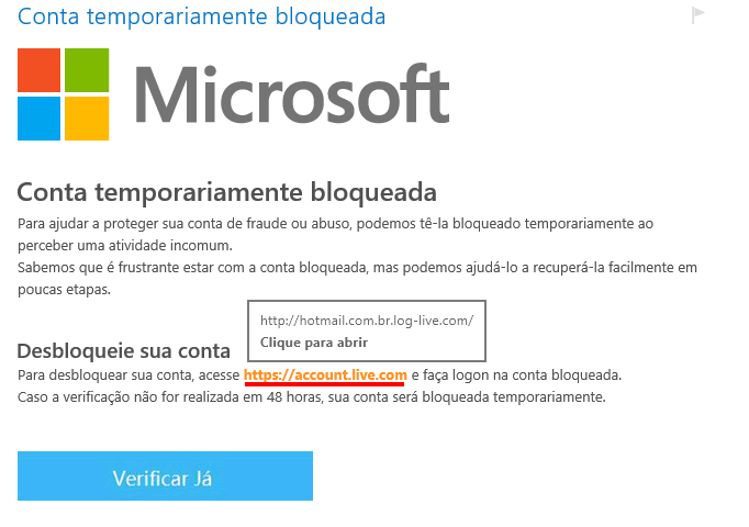 Golpe usa falso e-mail da Microsoft