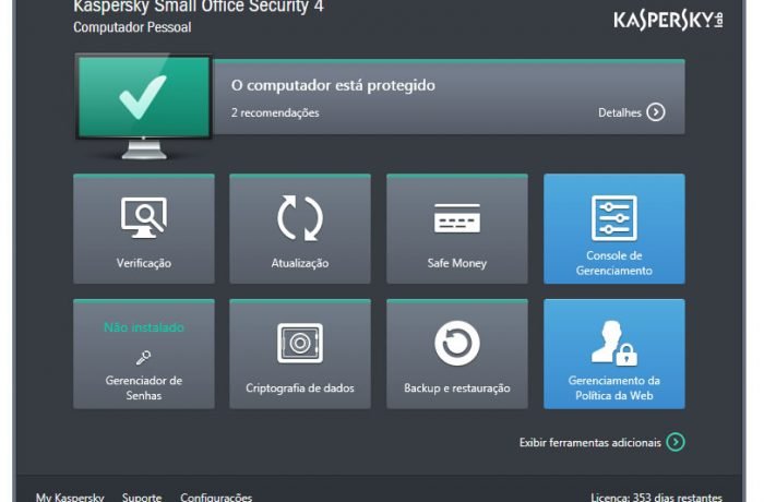 Tela Principal do Kaspersky Small Office Security 4 em português